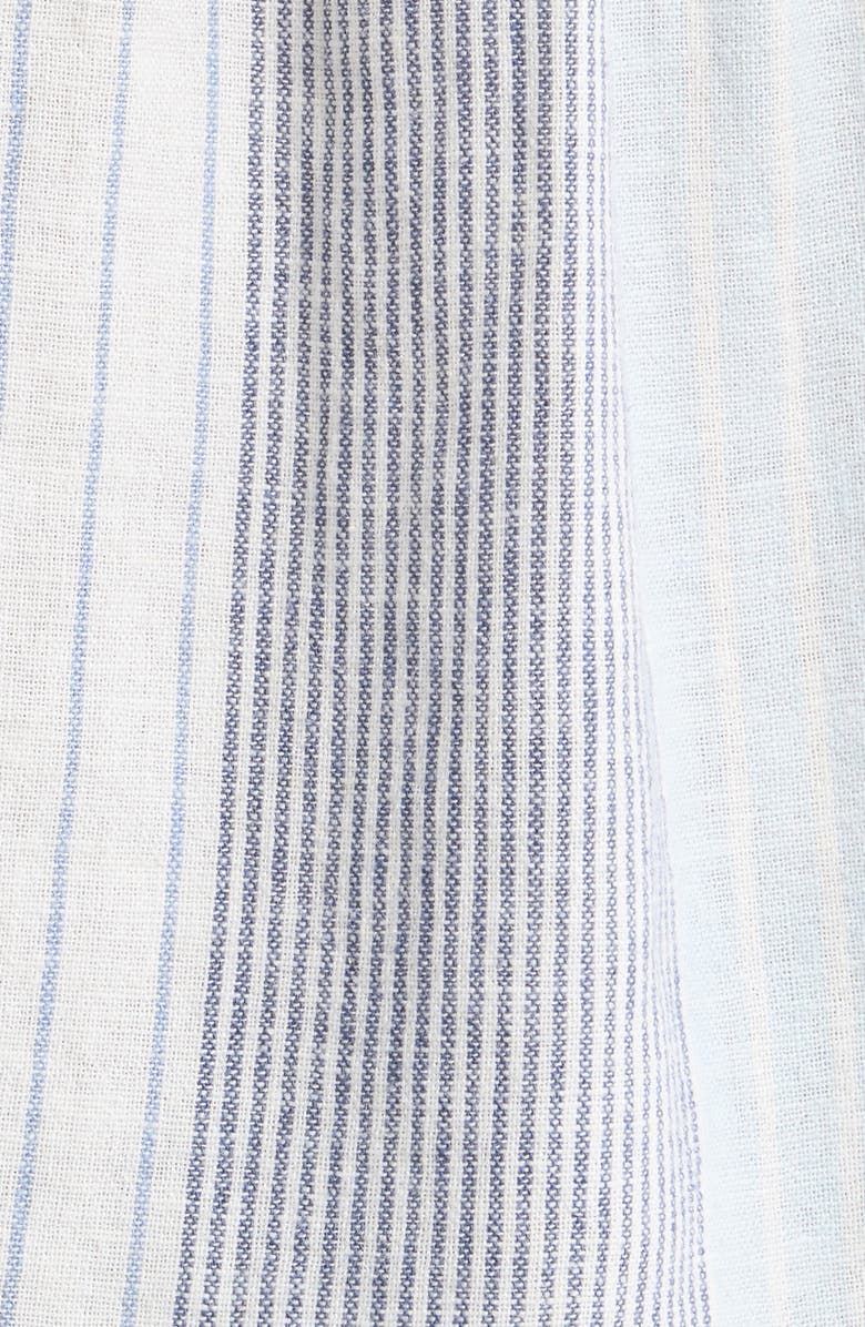 Lucky Brand Stripe Embroidered Square Neck Linen Blend Top, Alternate, color, Blue Stripe