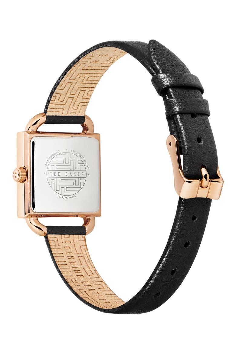 Taliah Bow Leather Strap Watch, 24mm, Alternate, color, BLACK
