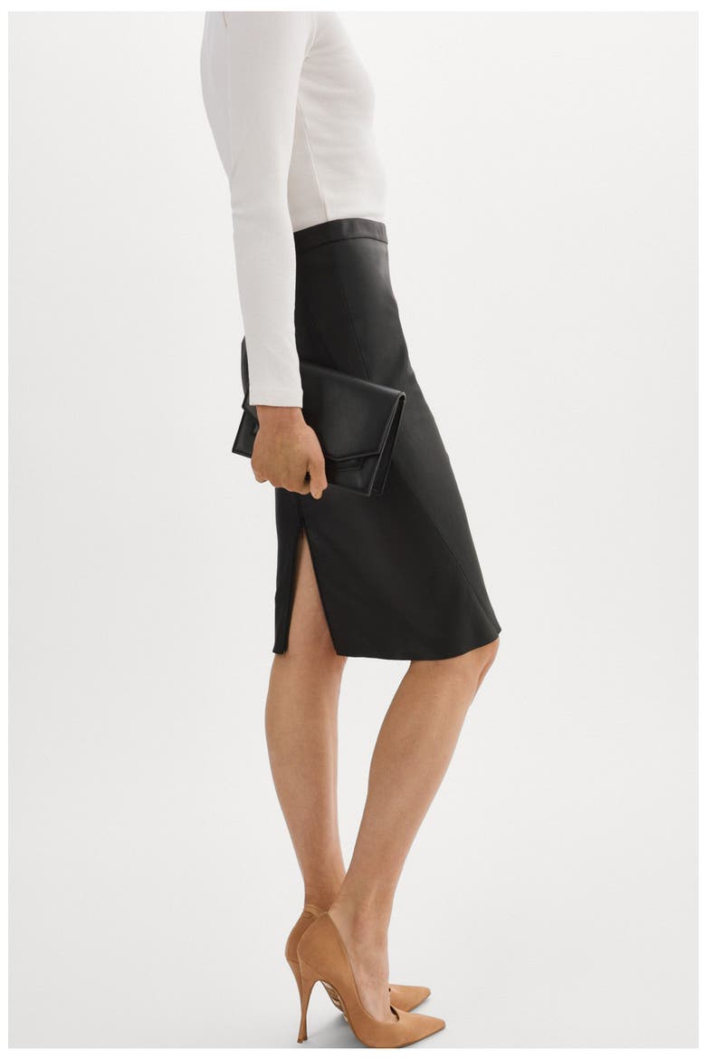 Avana | Leather Pencil Skirt, Alternate, color, BLACK