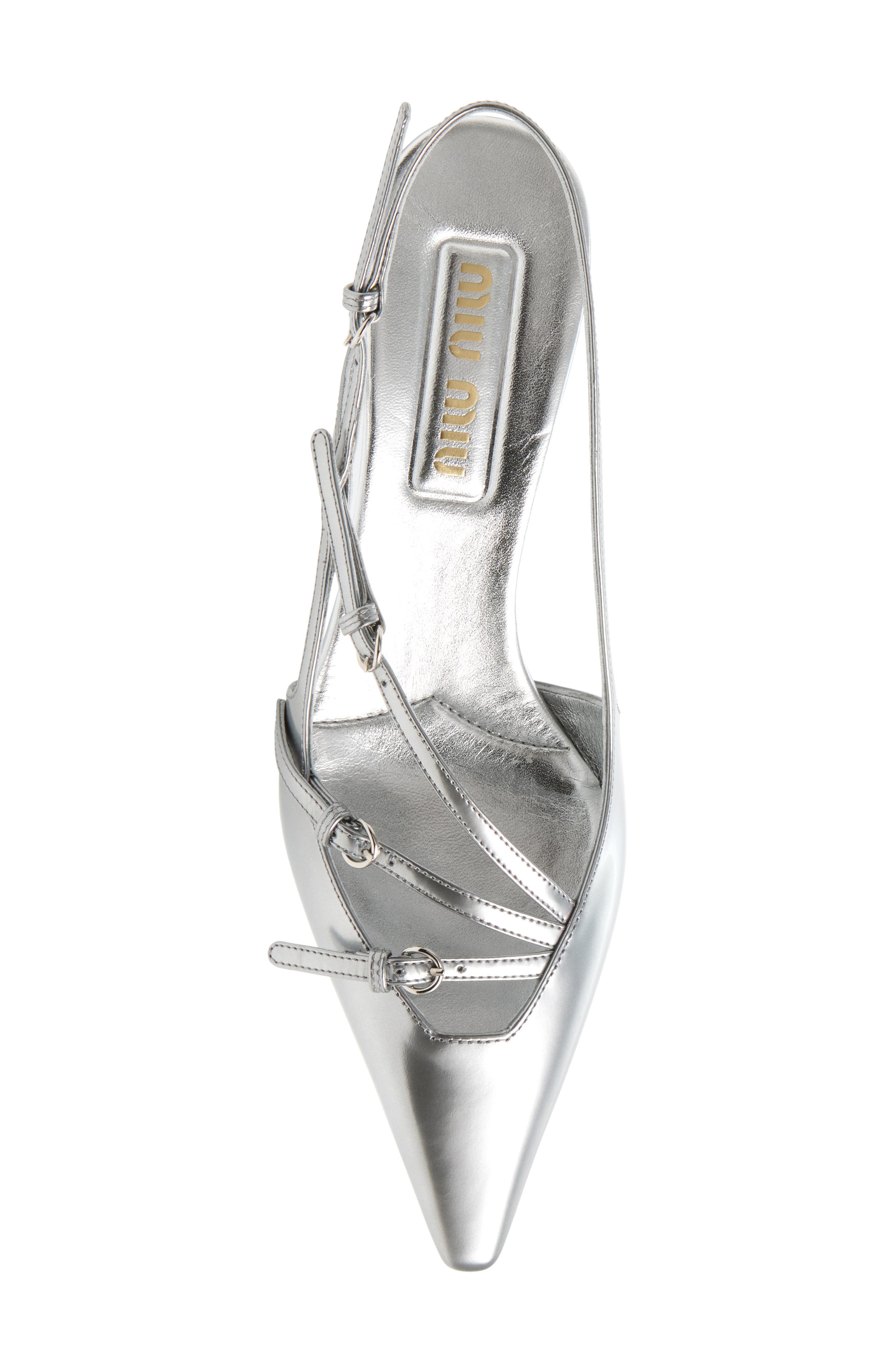 Miu Miu Show Buckle Slingback Pump, Alternate, color, Argento