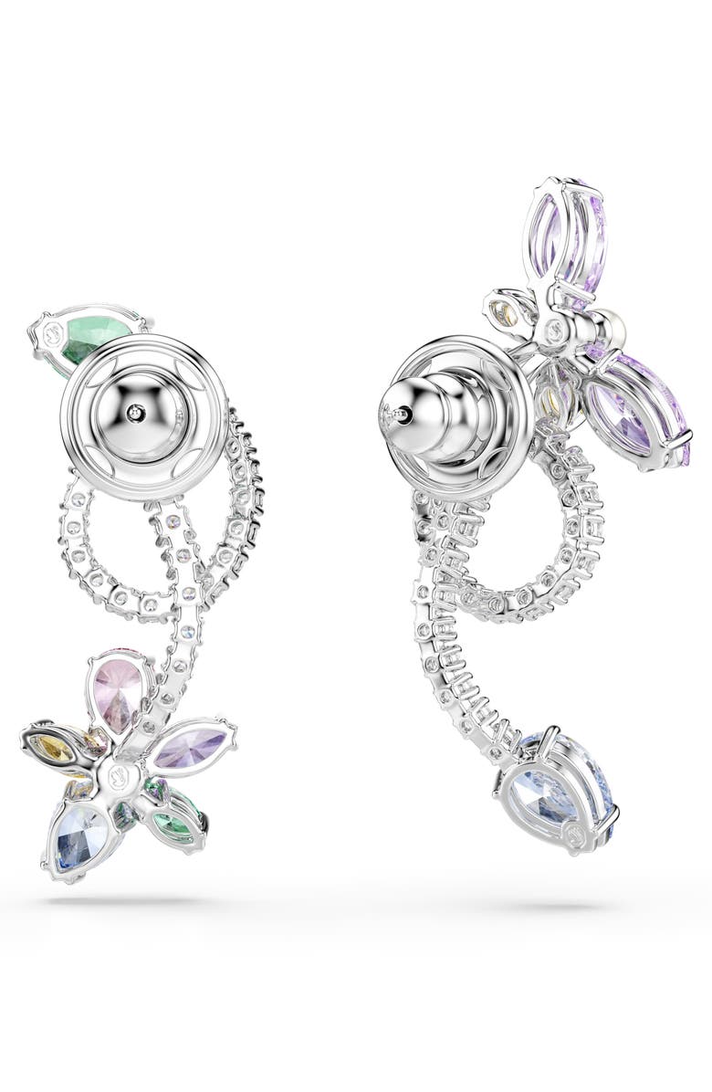 Swarovski x Ariana Grande Multicolor Crystal Mismatched Front/Back Earrings, Alternate, color, Silver/ Multi