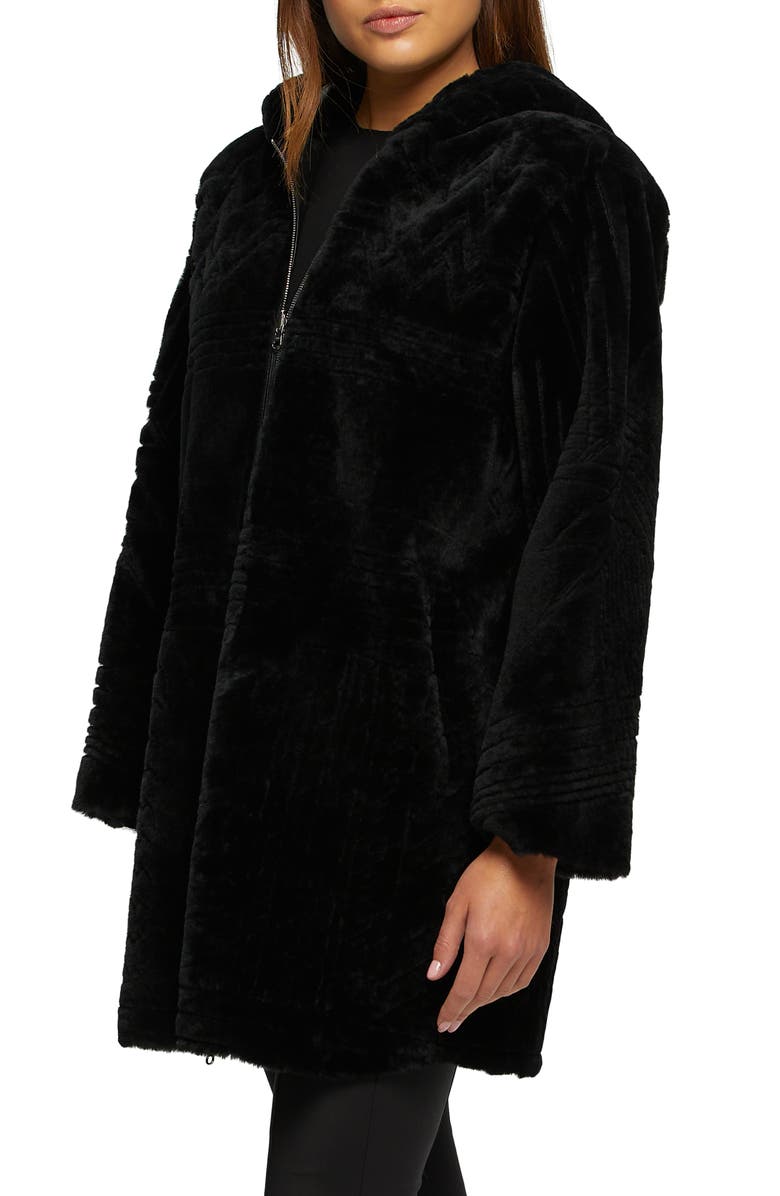 GORSKI Reversible Genuine Shearling Parka With Pattern, Alternate, color, Black