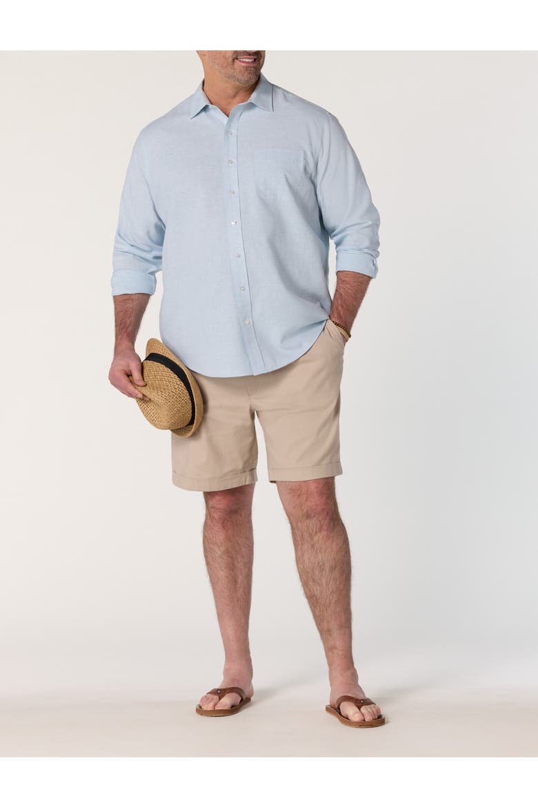 Big & Tall Linen-Blend Tech Sport Shirt, Alternate, color, FORGET ME NOT
