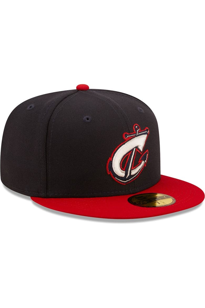 Men's New Era Navy Columbus Clippers Authentic Collection 59FIFTY Fitted Hat, Alternate, color, Navy