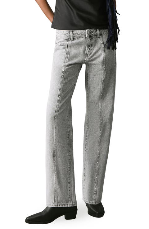 Studded Seamed Straight Leg Jeans