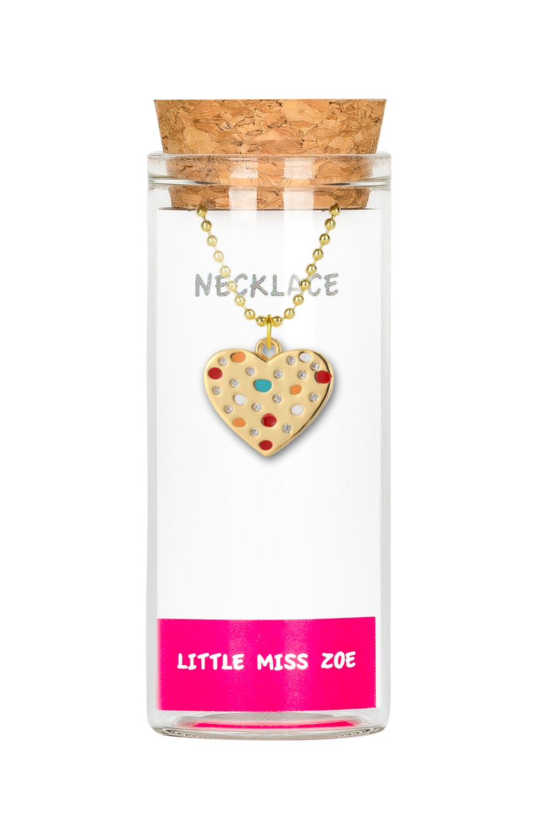 Little Miss Zoe Dotted Heart Charm Necklace, Main, color, 