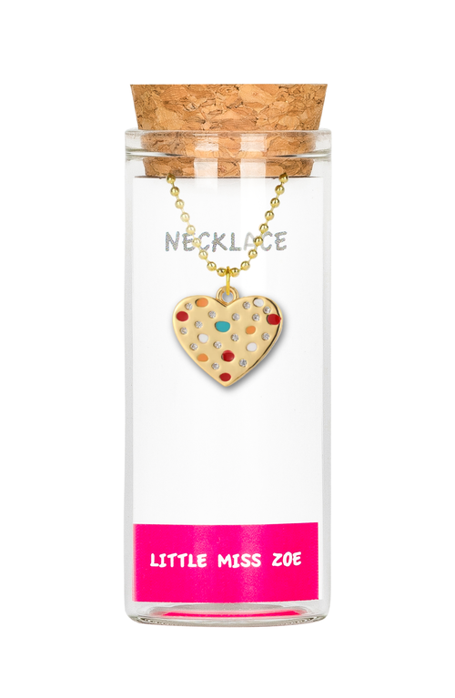 Little Miss Zoe Dotted Heart Charm Necklace In Gold