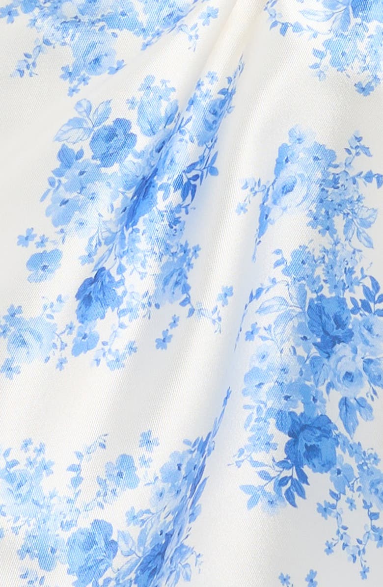 Zunie Kids' Floral Mikado Party Dress, Alternate, color, Ivory/ Blue