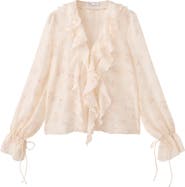 MANGO Floral Ruffled Blouse
