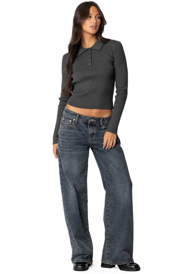 Mollie Rib Polo Sweater, Alternate, color, GREEN-MELANGE