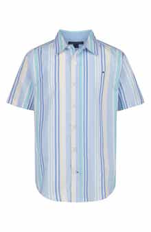 Tommy Hilfiger Kids' Variegated Stripe Short Sleeve Button-Up Shirt