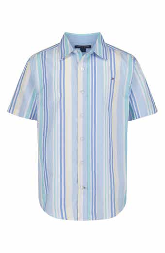 Tommy Hilfiger Kids' Variegated Stripe Short Sleeve Button-Up Shirt