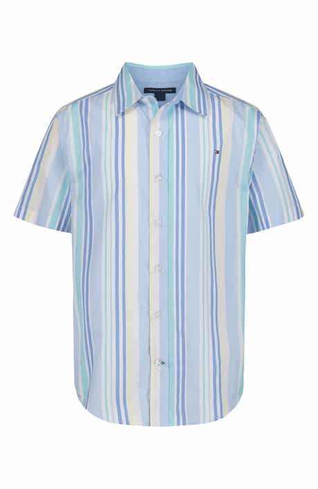 Tommy Hilfiger Kids' Variegated Stripe Short Sleeve Button-Up Shirt
