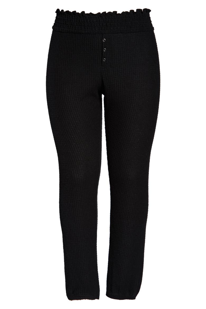 Smocked Thermal Jogger Pants, Alternate, color, BLACK