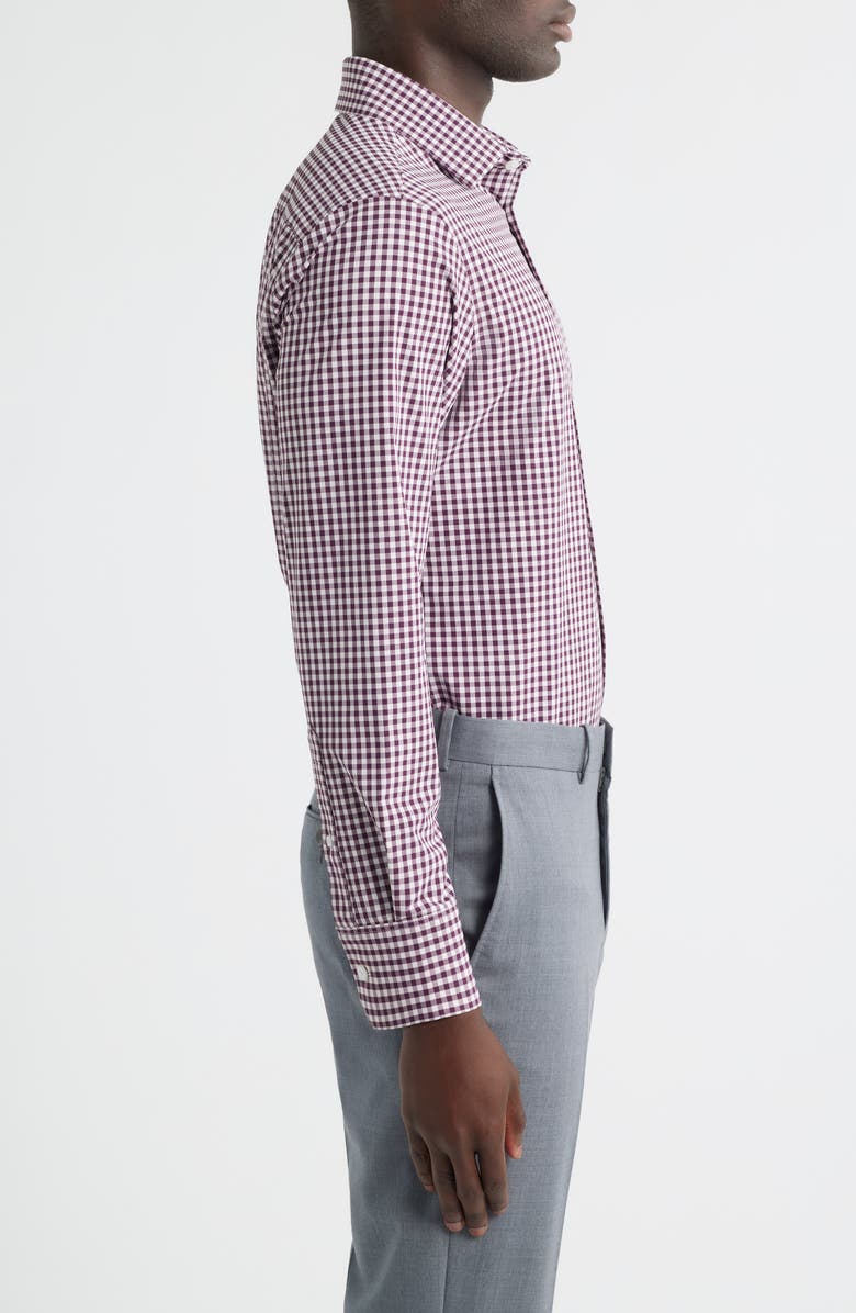 Mizzen+Main Leeward Trim Fit Gingham Performance Button-Up Shirt, Alternate, color, Eggplant Crew Gingham