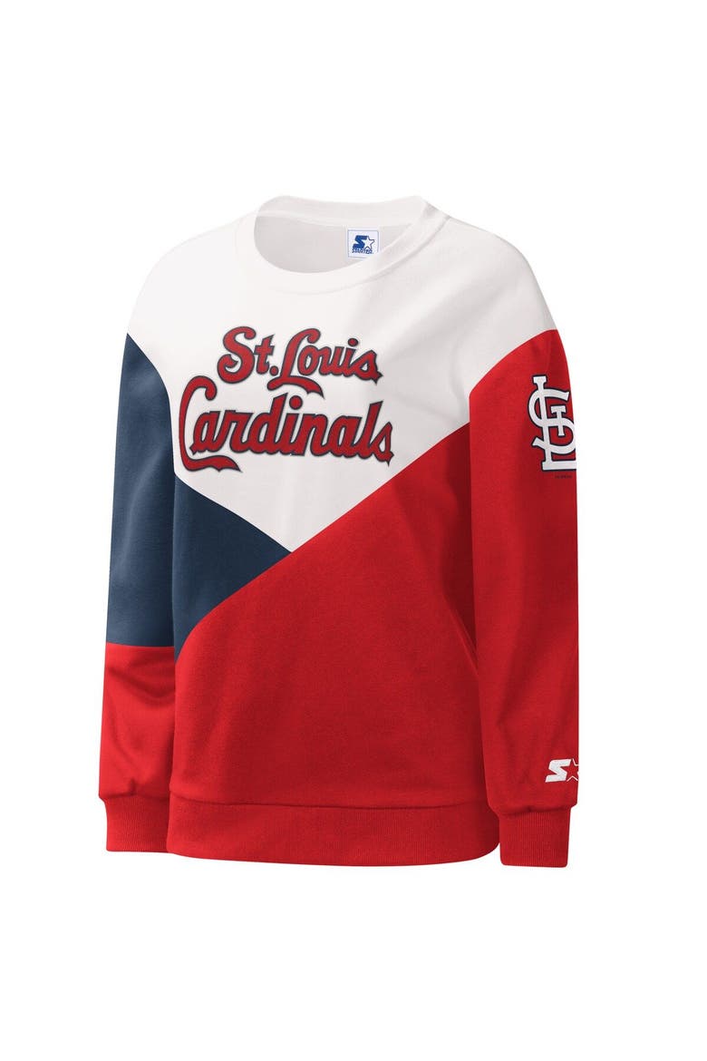 Women's Starter White/Red St. Louis Cardinals Shutout Pullover Sweatshirt, Alternate, color, White