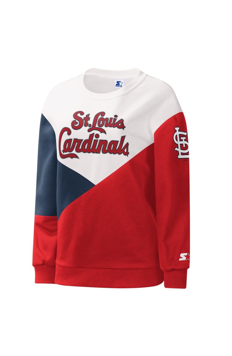 STARTER Women's Starter White/Red St. Louis Cardinals Shutout Pullover Sweatshirt, Alternate, color, White