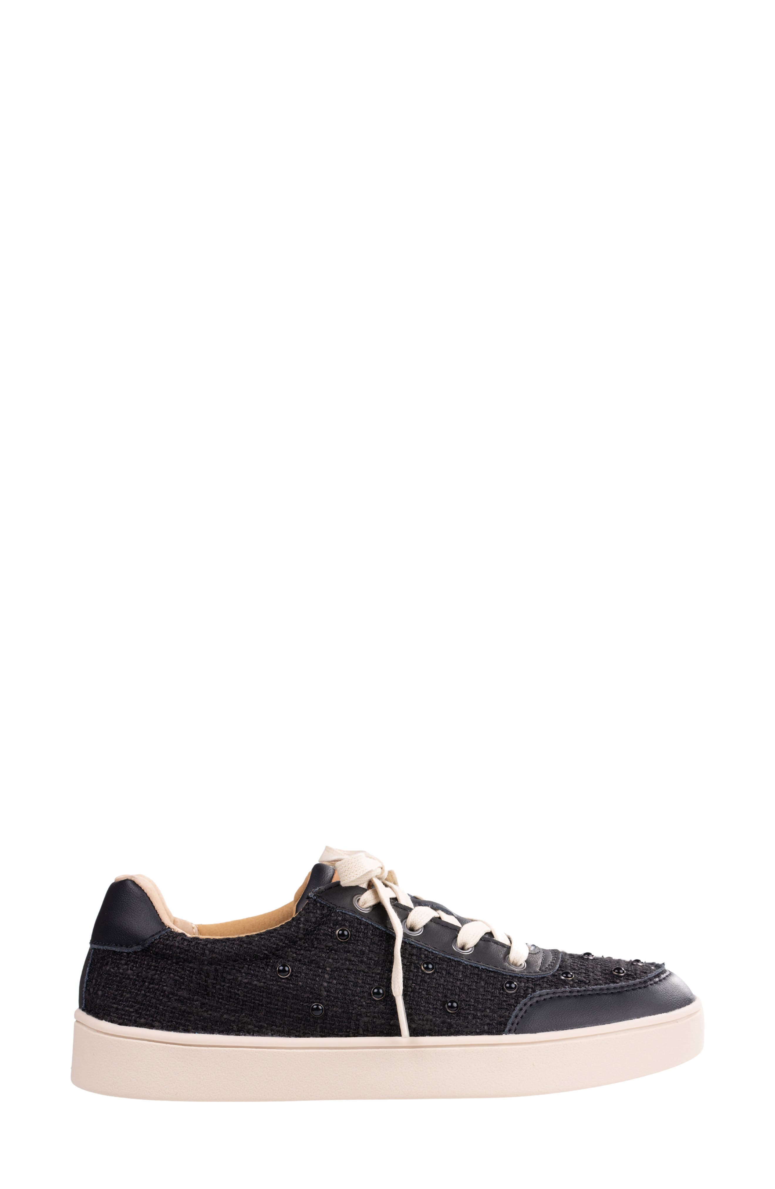 Belmont Pearl Cabochon Stud Sneaker - Wide Width Available, Alternate, color, BLACK
