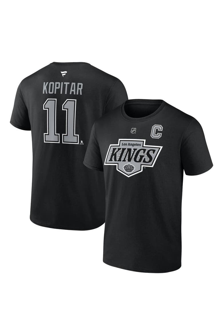Men's Fanatics Anze Kopitar Black Los Angeles Kings Authentic Stack Name & Number T-Shirt, Main, color, Black