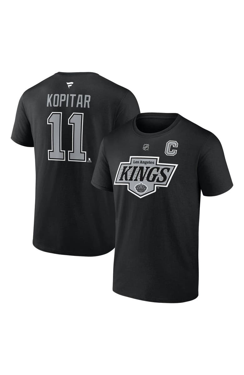 FANATICS Men's Fanatics Anze Kopitar Black Los Angeles Kings Authentic Stack Name & Number T-Shirt, Main, color, Black