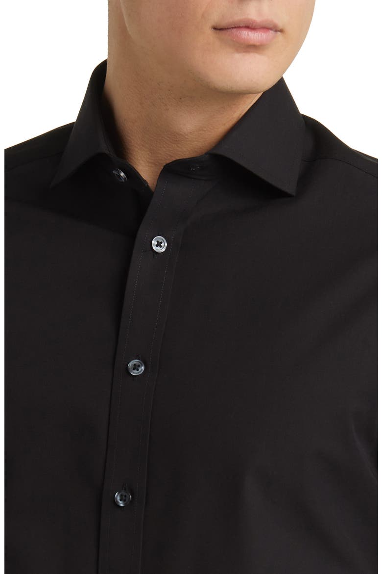Slim Fit Non-Iron Cotton Poplin Dress Shirt, Alternate, color, BLACK