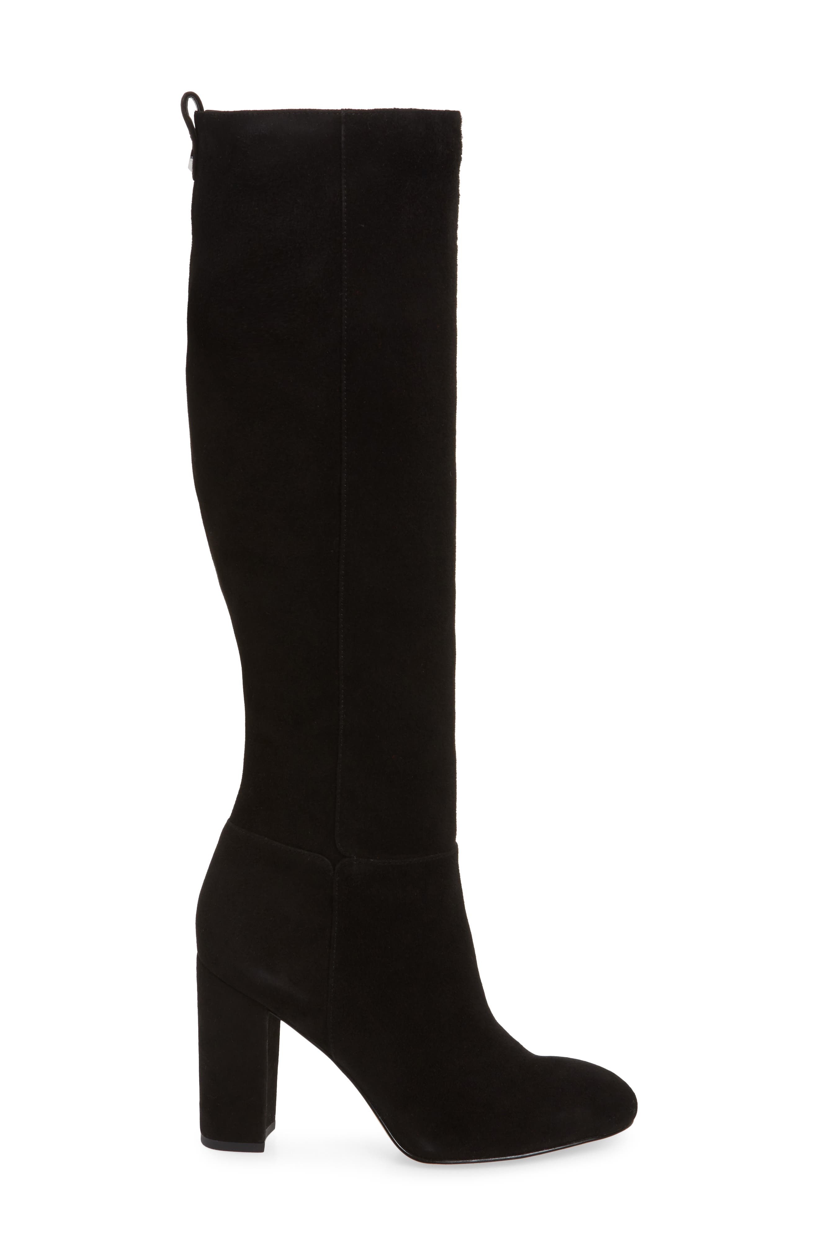 Caprice Knee-High Boot, Alternate, color, BLACK SUEDE