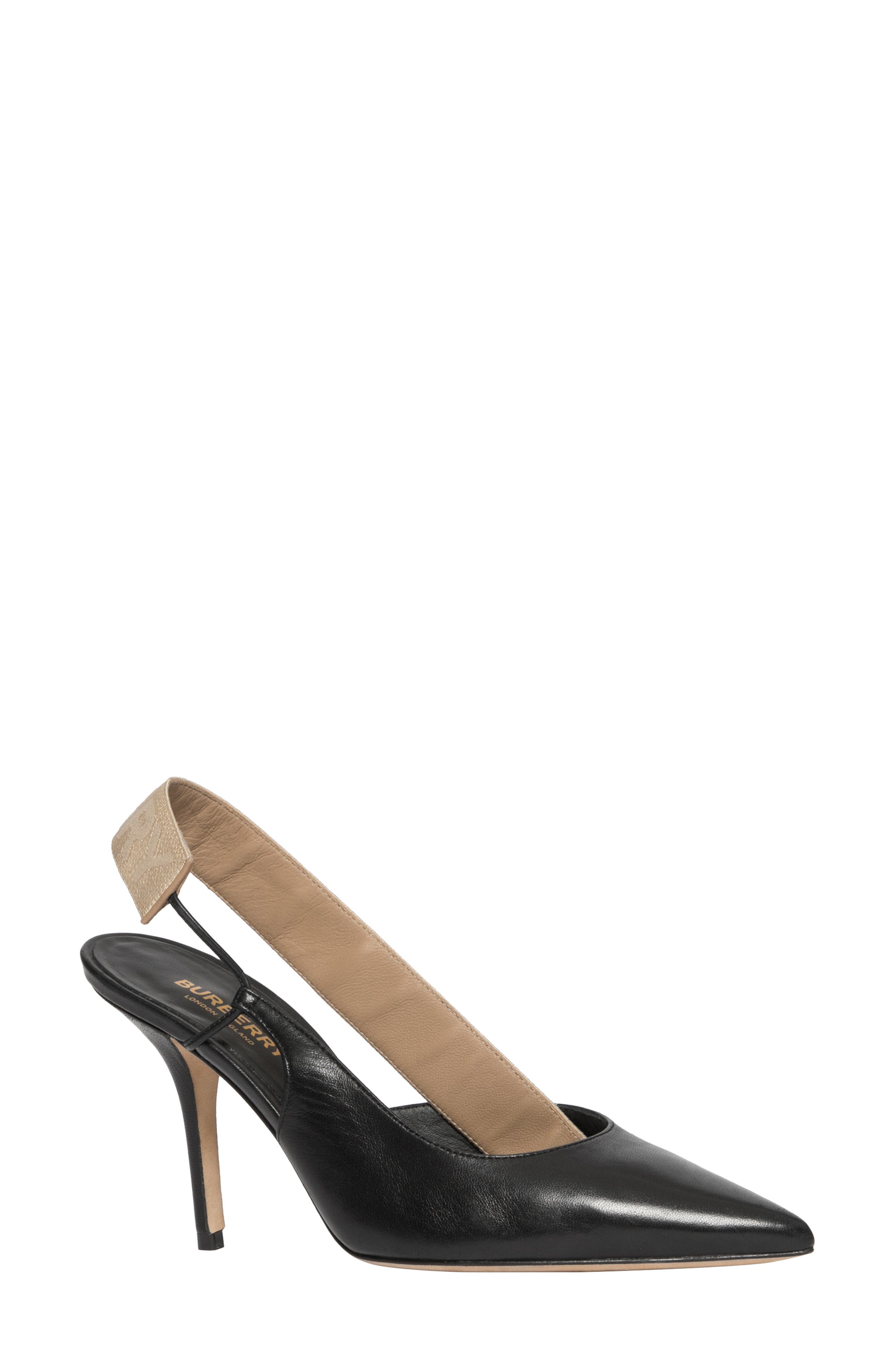 Burberry Maria Logo Slingback Pointy Toe Pump, Main, color, 