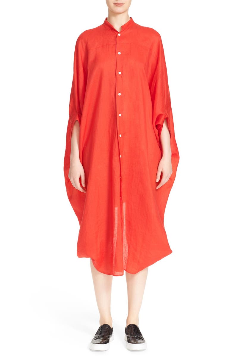 Junya Watanabe Drape Sleeve Linen Shirtdress, Main, color, 