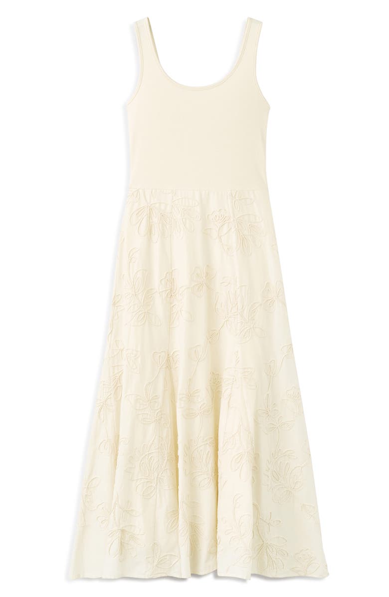 MANGO Floral Embroidery Tank Dress, Alternate, color, Ecru