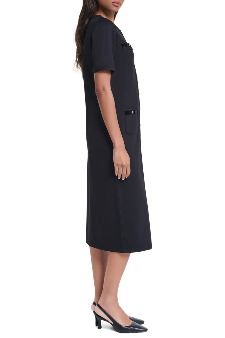 Button Front Midi Knit Dress, Alternate, color, BLACK
