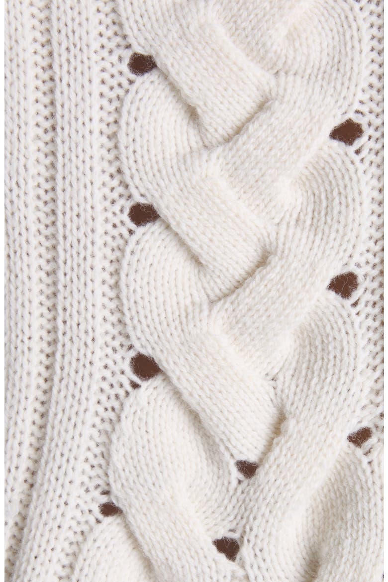 Cable Knit Peplum Sweater, Alternate, color, IVORY