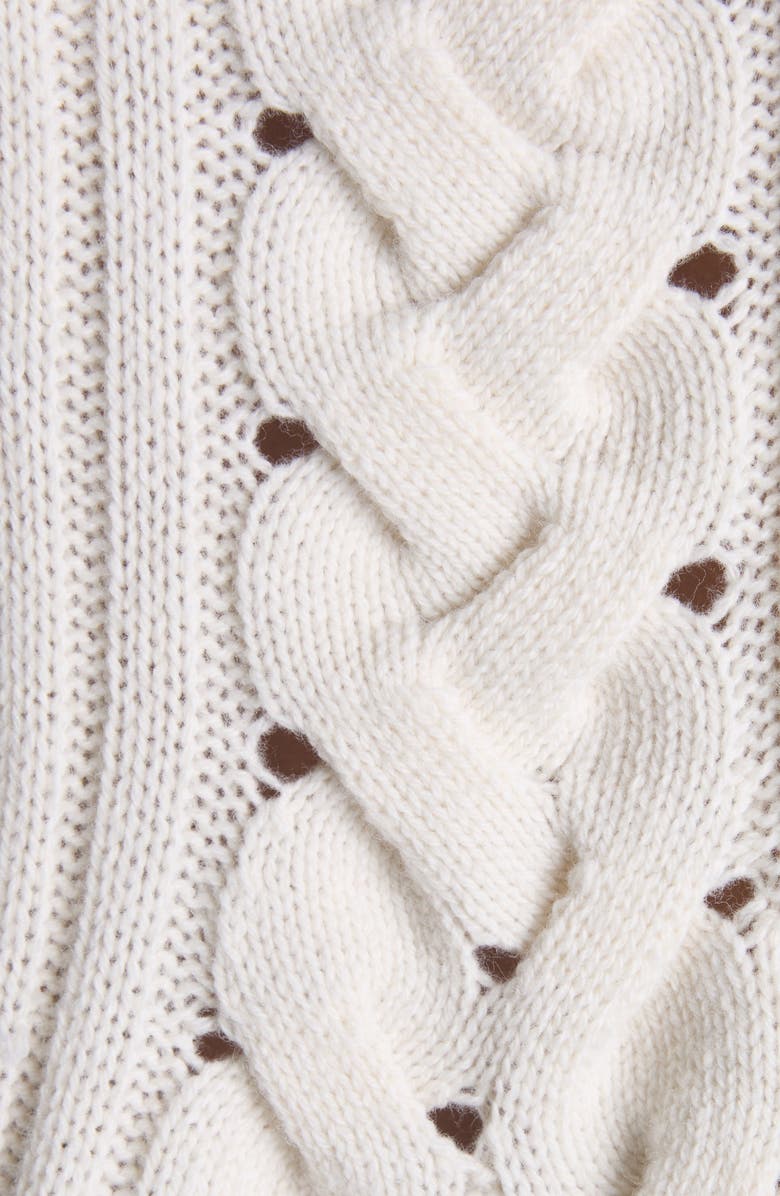 McQueen Cable Knit Peplum Sweater, Alternate, color, Ivory