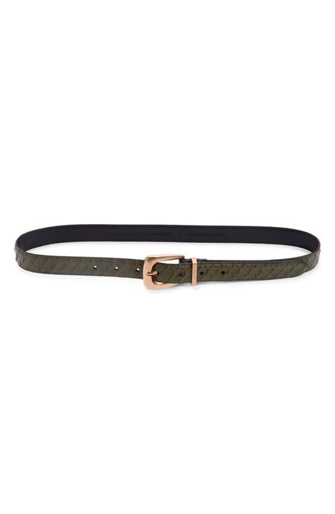 Snake Embossed Leather Belt