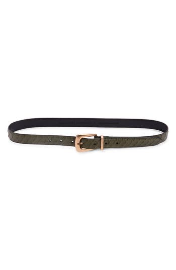 Allsaints Snake Embossed Leather Belt In Black