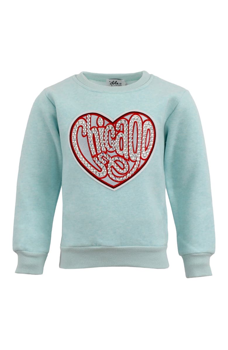 Lola + The Boys Women's Chicago Sparkle Heart Sweatshirt, Main, color, 