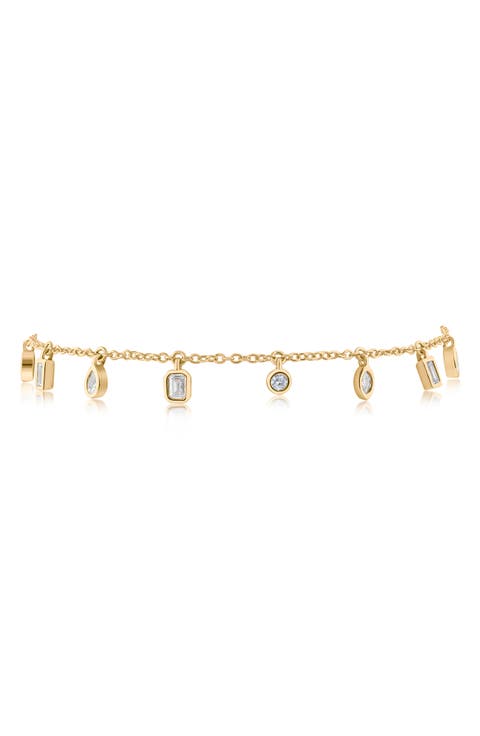 Bezel Cubic Zirconia Shaker Anklet