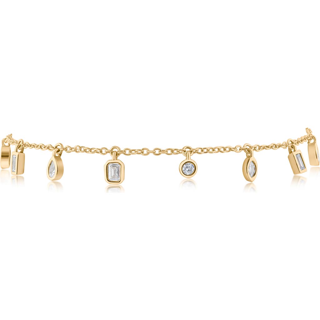 Cz By Kenneth Jay Lane Bezel Cubic Zirconia Shaker Anklet In Gold