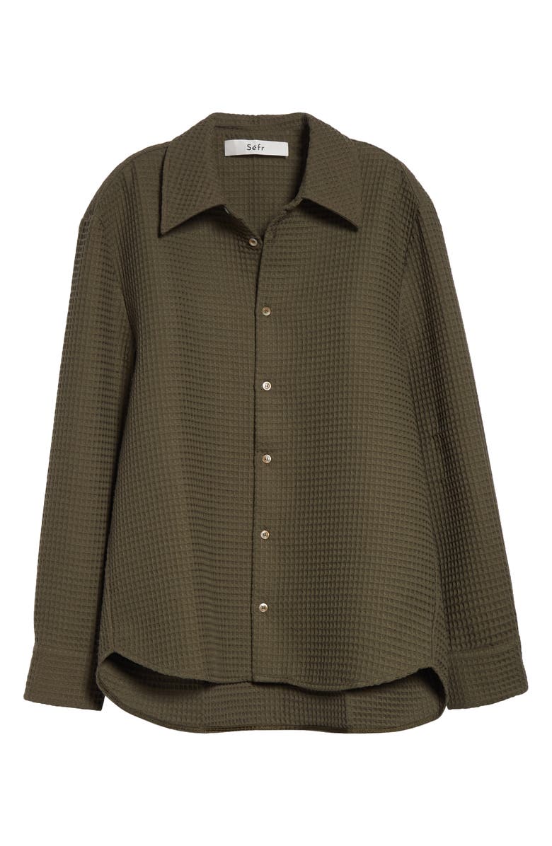 Séfr Oseary Waffle Stitch Button-Up Shirt, Alternate, color, Pine Tree