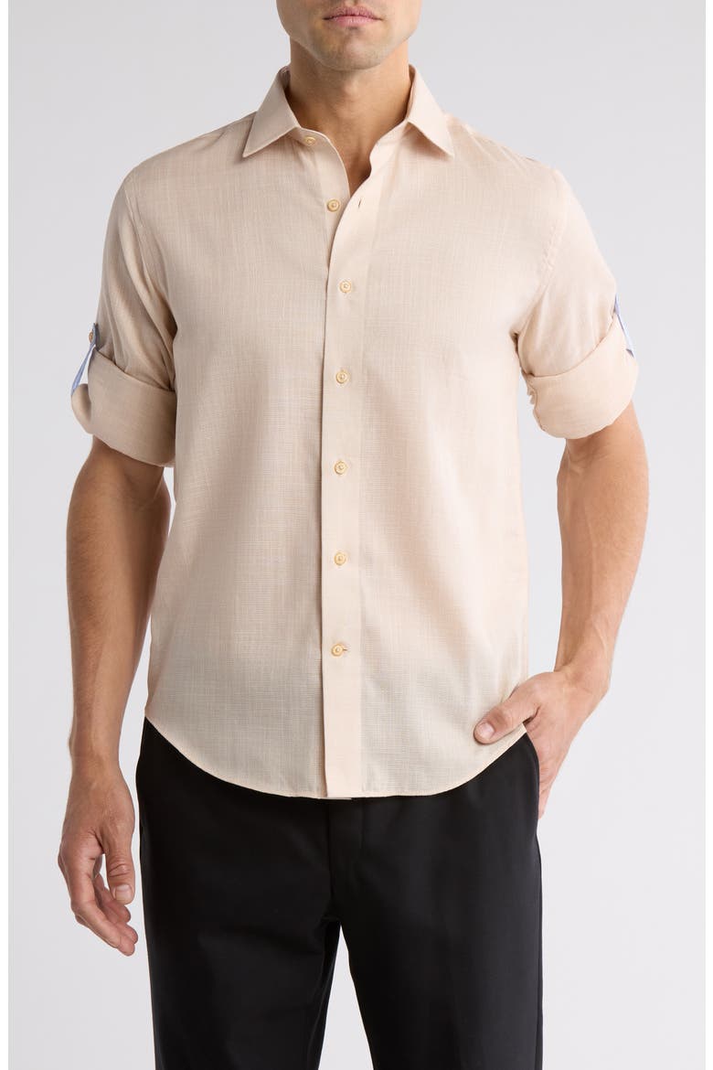 Trim Fit Dress Shirt, Main, color, TAN