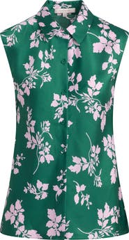 Favorite Daughter Agatha Sleeveless Crepe Satin Button-Up Shirt