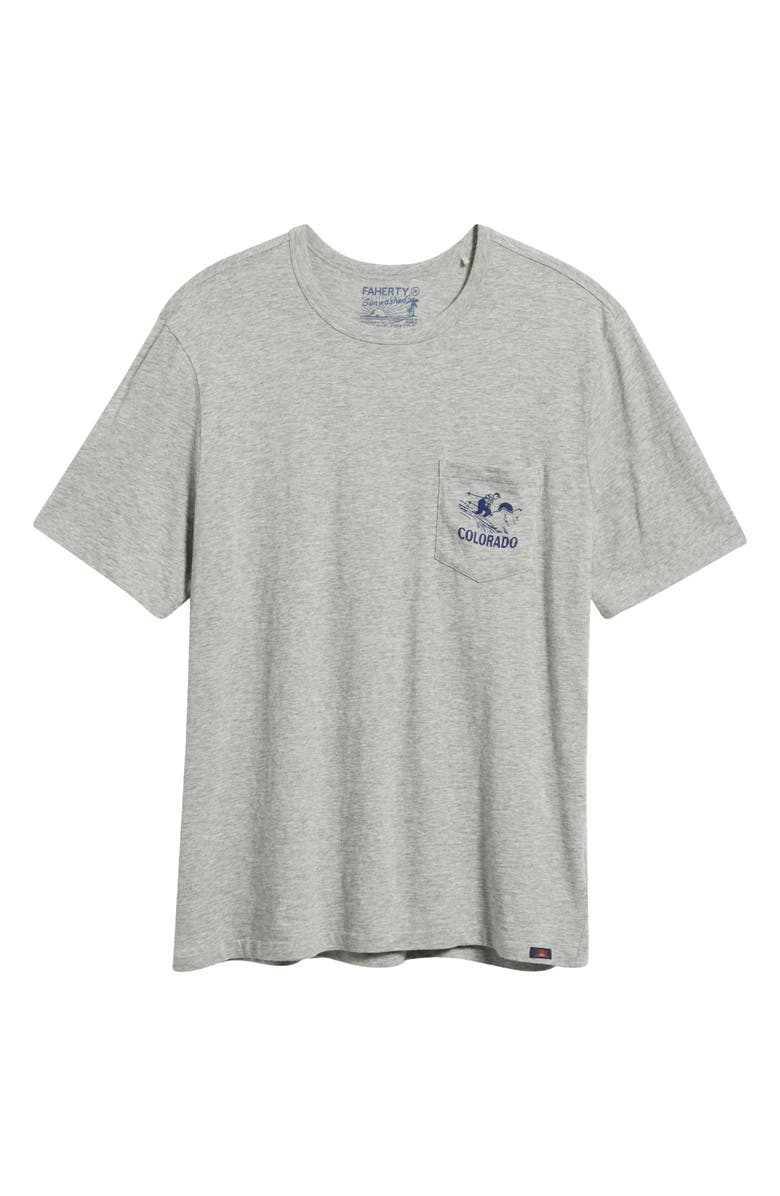 Faherty Sunwashed Colorado Graphic Pocket T-Shirt, Main, color, Granite Heather
