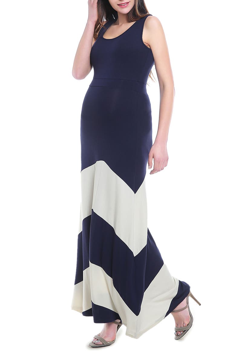Sally Maternity Maxi Dress, Alternate, color, NAVY/ IVORY
