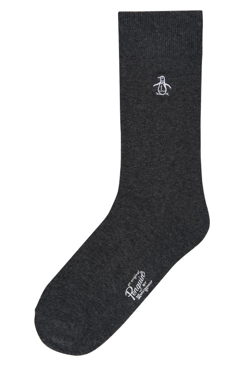 Heathered Solid Dress Socks, Main, color, BLACK