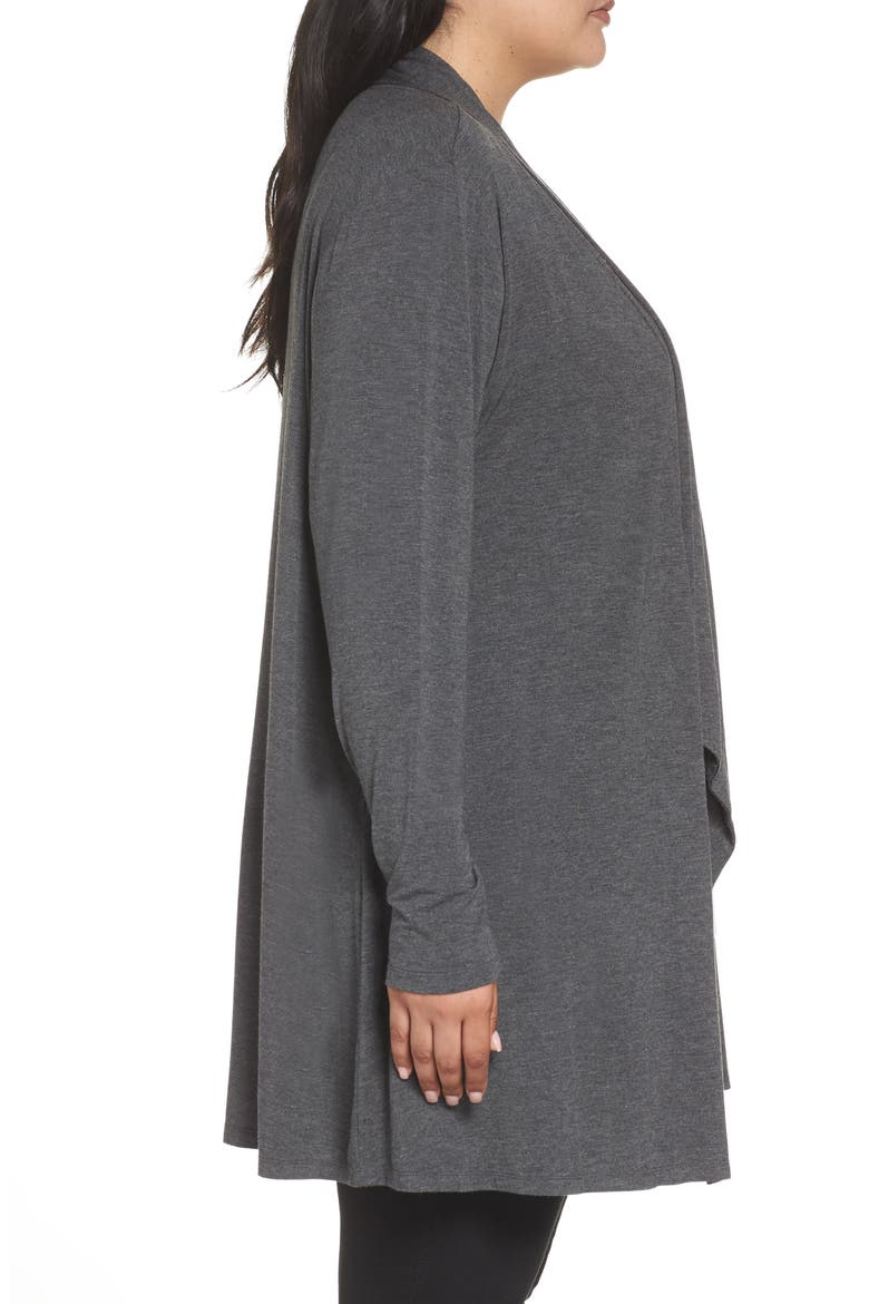 Waterfall Drape Front Cardigan, Alternate, color, CHARCOAL
