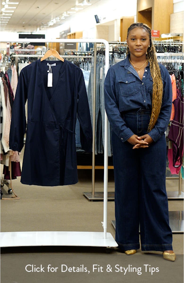 Long Sleeve Cotton Wrap Minidress, sales video thumbnail