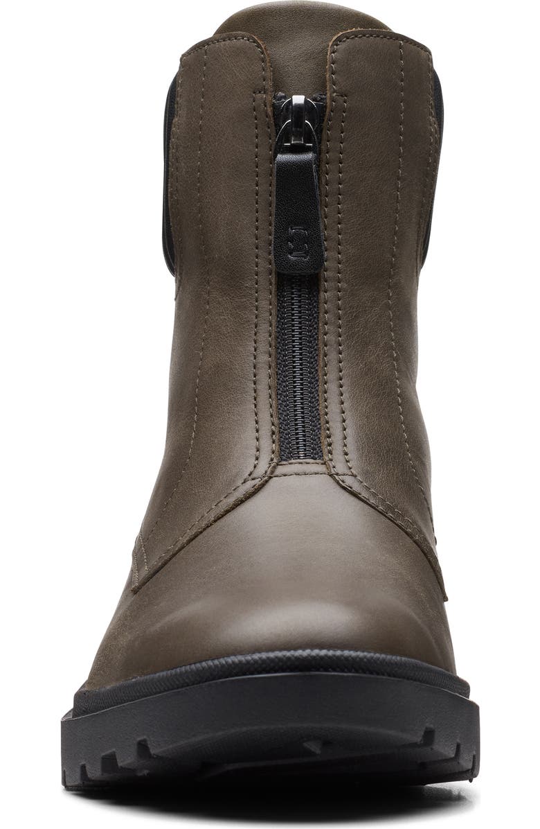 Clarks<sup>®</sup> Calla Zip Waterproof Boot, Alternate, color, Dark Olive Leather