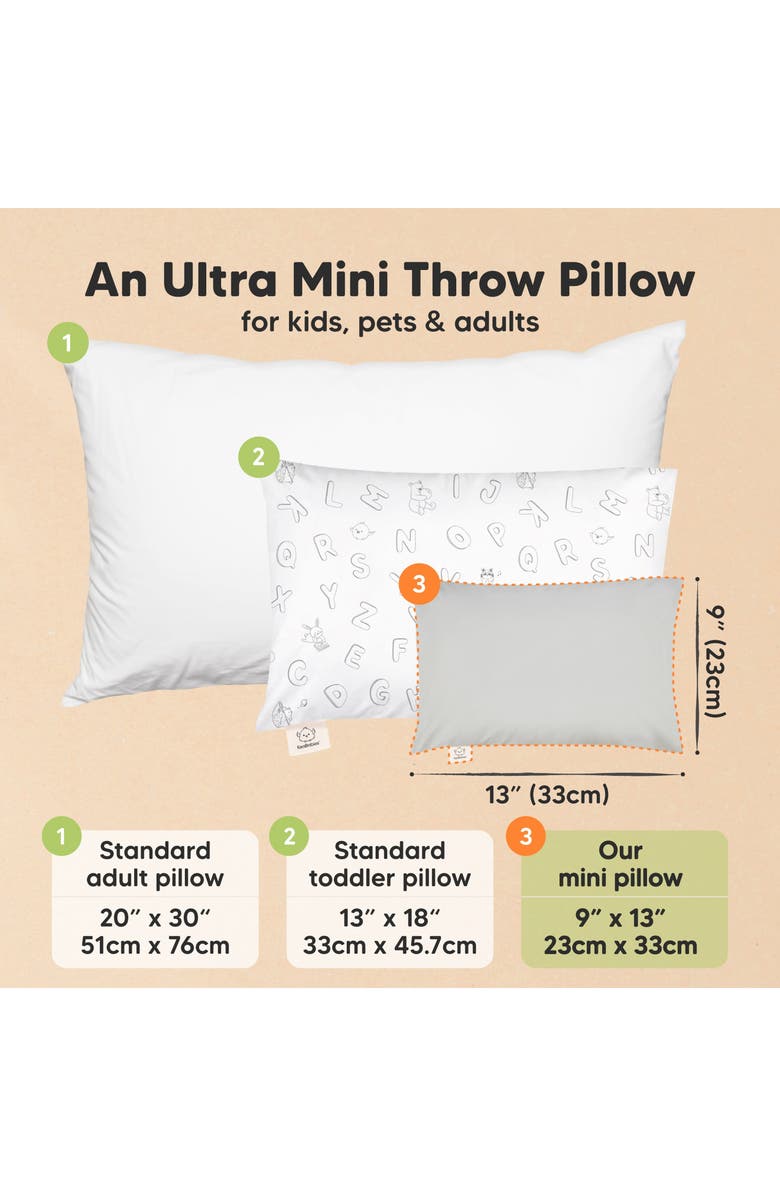 KeaBabies Mini Toddler Pillow With Pillowcase, Alternate, color, French Gray