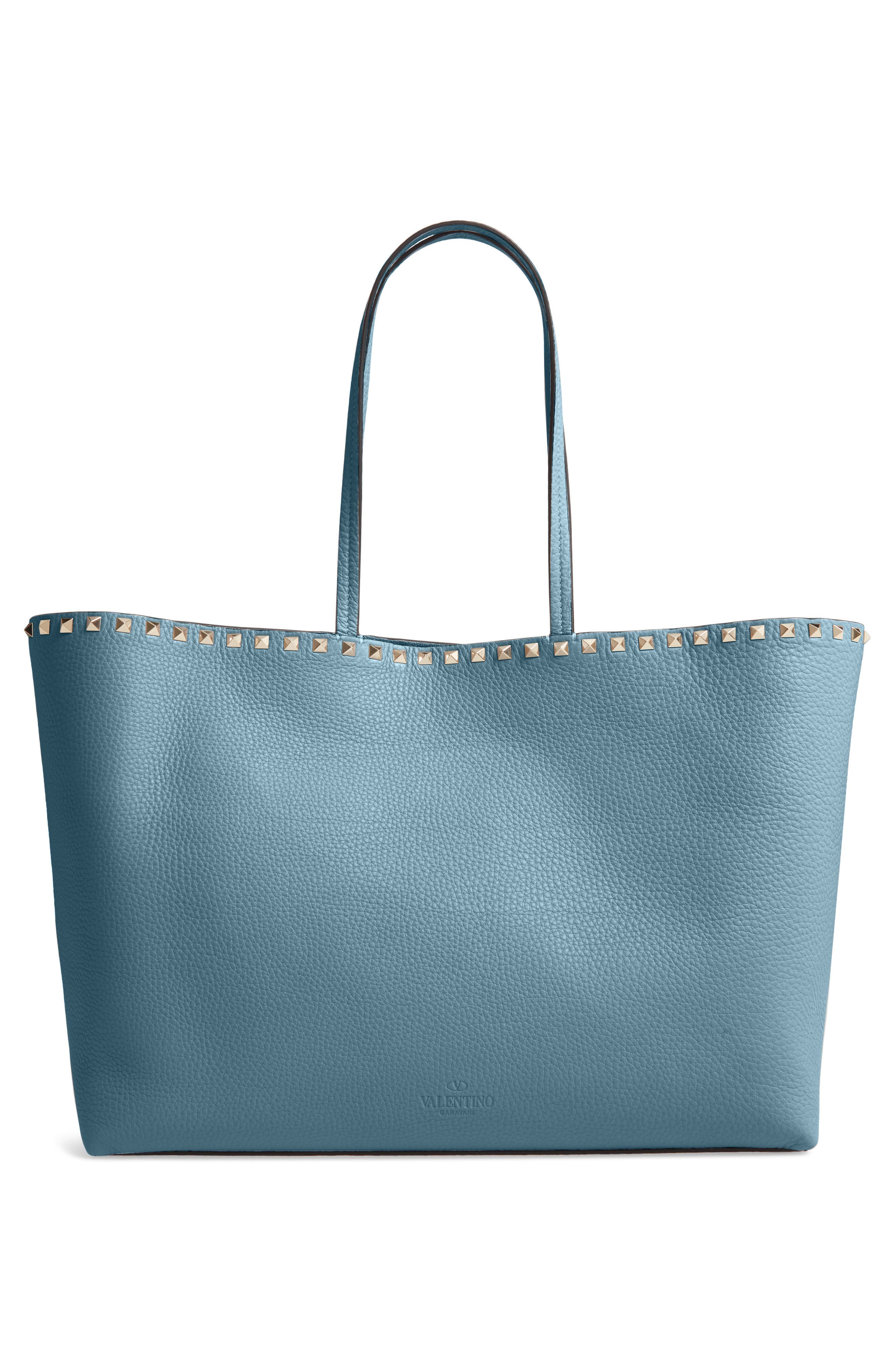 Rockstud Leather Tote, Alternate, color, AMADEUS