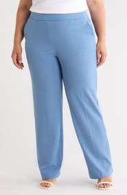 AK ANNE KLEIN Pull On Straight Leg Trousers