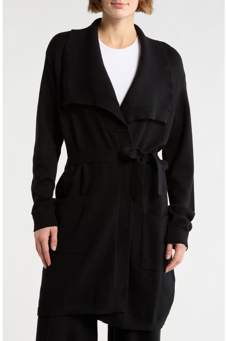 Sweater Wrap Coat, Main, color, BLACK